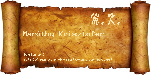 Maróthy Krisztofer névjegykártya